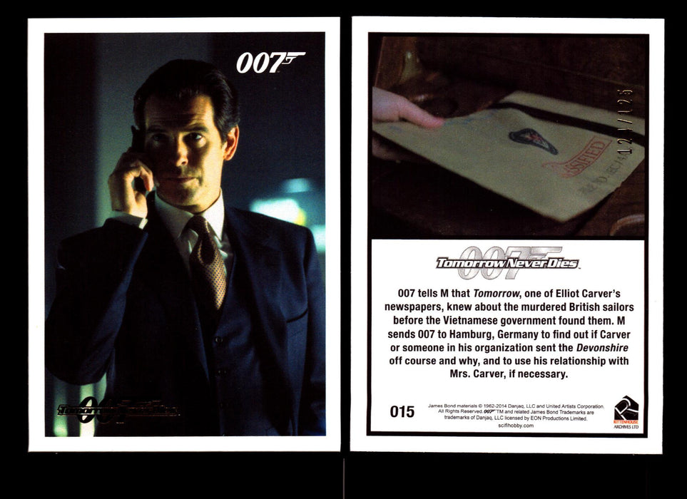 James Bond Archives 2014 Tomorrow Never Dies Gold Parallel Card You Pick Singles #15  - TvMovieCards.com