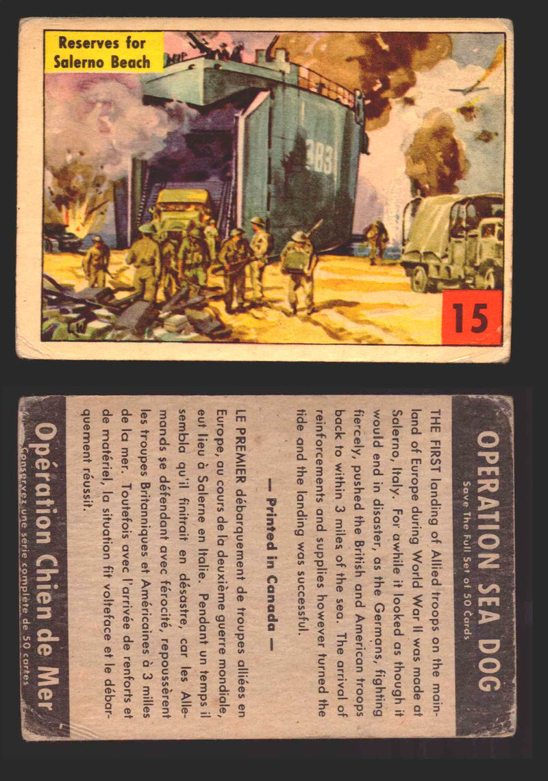 1954 Parkhurst Operation Sea Dogs You Pick Single Trading Cards #1-50 V339-9 15 Reserves for Salerno Beach  - TvMovieCards.com