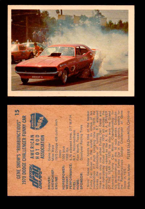 AHRA Official Drag Champs 1971 Fleer Canada Trading Cards You Pick Singles #1-63 15   Gene Snow's "Rambunctious"                       1970 Dodge Challenger Funny Car  - TvMovieCards.com