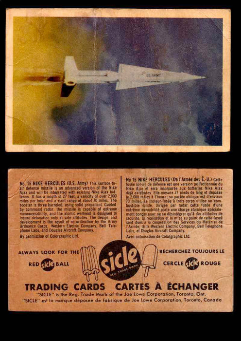 1959 Sicle Aircraft & Missile Canadian Vintage Trading Card U Pick Singles #1-25 #15 Nike Hercules  - TvMovieCards.com