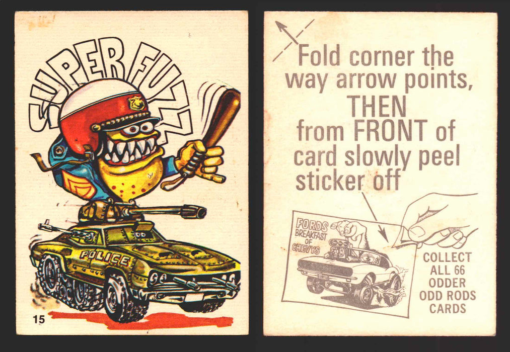 1970 Odder Odd Rods Donruss Vintage Trading Cards #1-66 You Pick Singles 15   Super Fuzz  - TvMovieCards.com