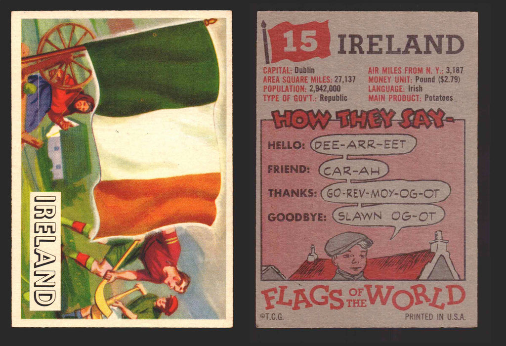 1956 Flags of the World Vintage Trading Cards You Pick Singles #1-#80 Topps 15	Ireland  - TvMovieCards.com