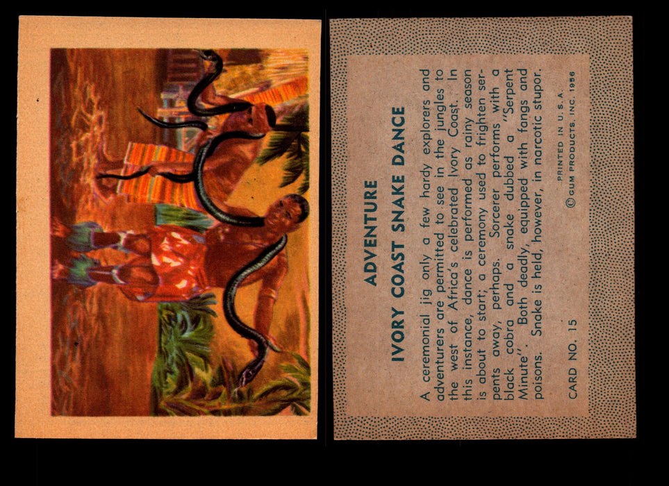 1956 Adventure Vintage Trading Cards Gum Products #1-#100 You Pick Singles #15 Ivory Snake Dance  - TvMovieCards.com