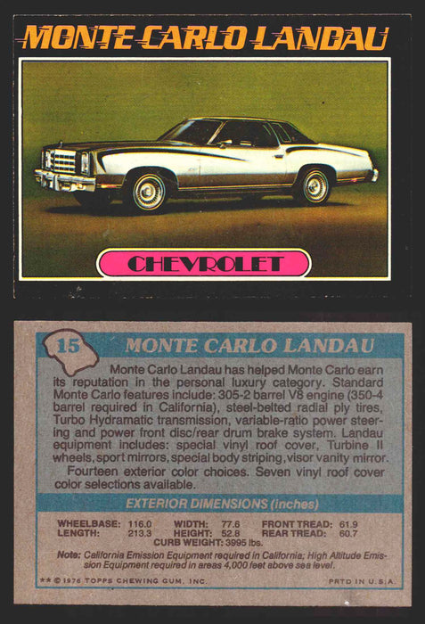 1976 Autos of 1977 Vintage Trading Cards You Pick Singles #1-99 Topps 15   Monte Carlo Landau  - TvMovieCards.com