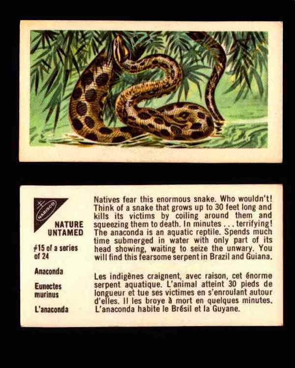 Nature Untamed Nabisco Vintage Trading Cards You Pick Singles #1-24 #15 Anaconda  - TvMovieCards.com
