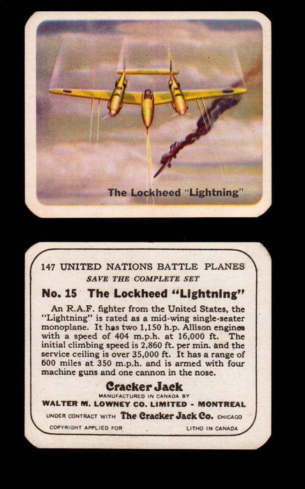Cracker Jack United Nations Battle Planes Vintage You Pick Single Cards #1-70 #15  - TvMovieCards.com