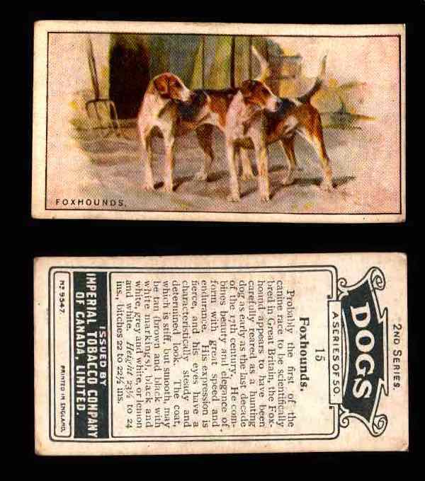 1925 Dogs 2nd Series Imperial Tobacco Vintage Trading Cards U Pick Singles #1-50 #15 Foxhounds  - TvMovieCards.com