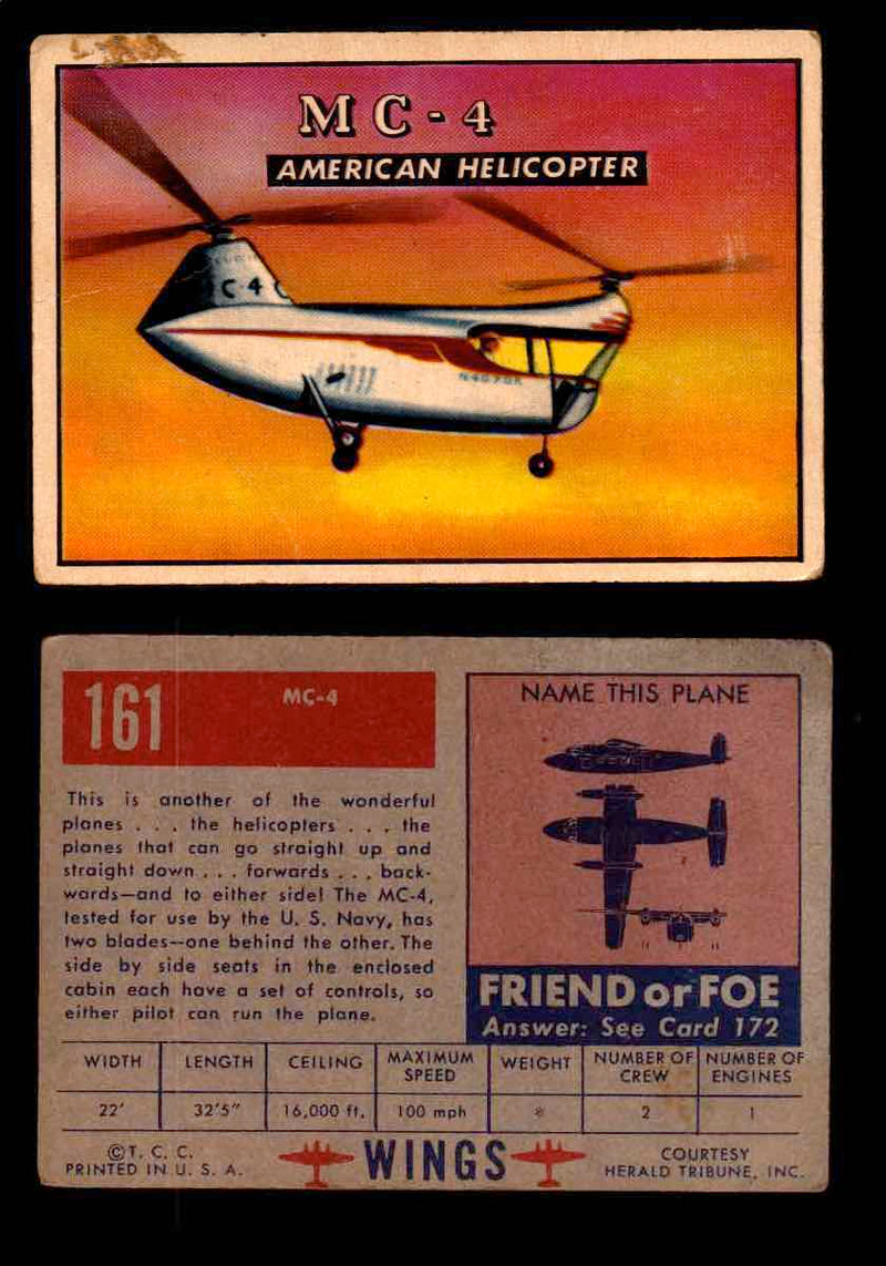 1953 Wings Topps TCG Vintage Trading Cards You Pick Singles #101-200 #161  - TvMovieCards.com