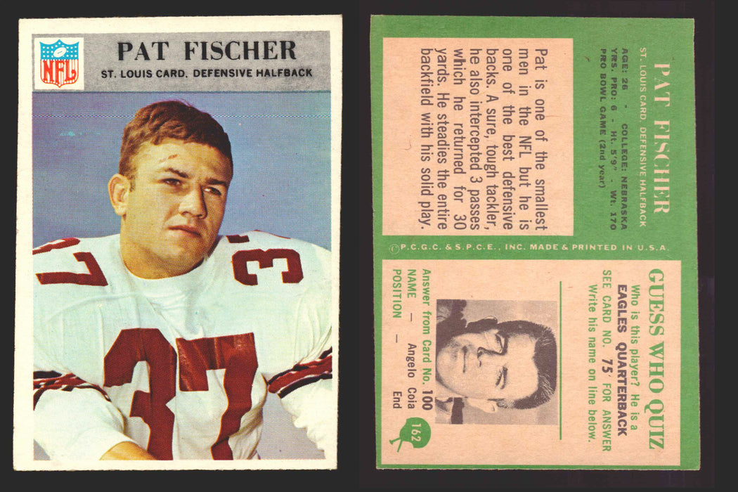 1966 Philadelphia Football NFL Trading Card You Pick Singles #100-196 VG/EX 162 Pat Fischer - St. Louis Cardinals  - TvMovieCards.com