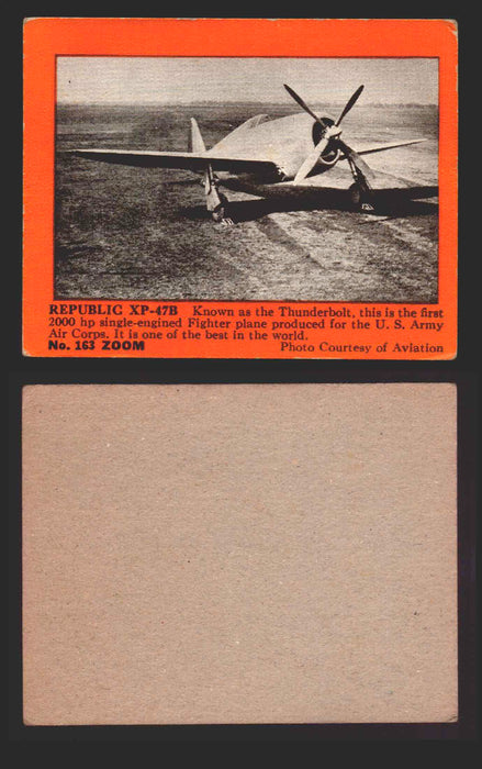1940 Zoom Airplanes Series 2 & 3 You Pick Single Trading Cards #1-200 Gum 163 Republic XP-47B  - TvMovieCards.com