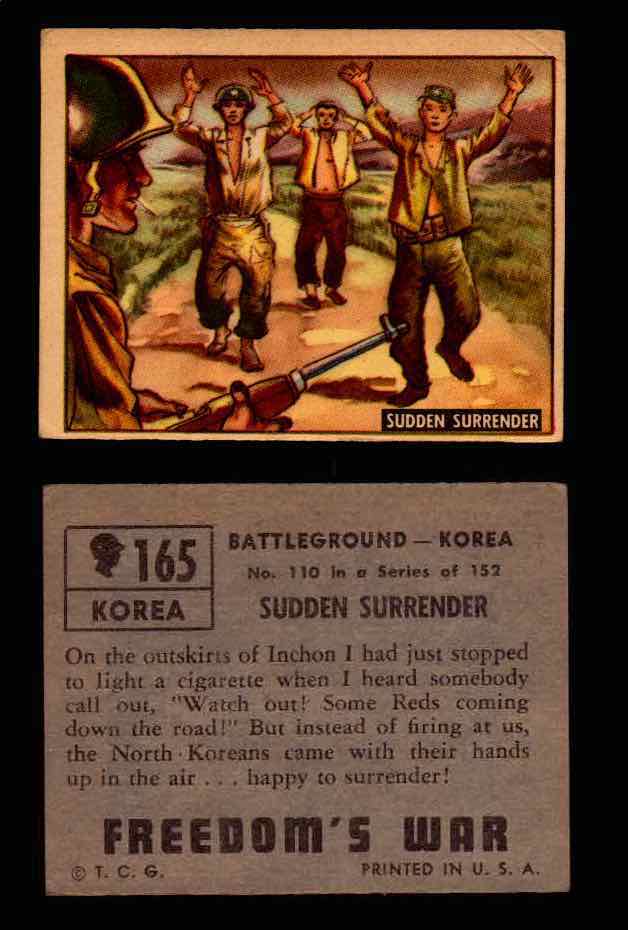 1950 Freedom's War Korea Topps Vintage Trading Cards You Pick Singles #101-203 #165  - TvMovieCards.com