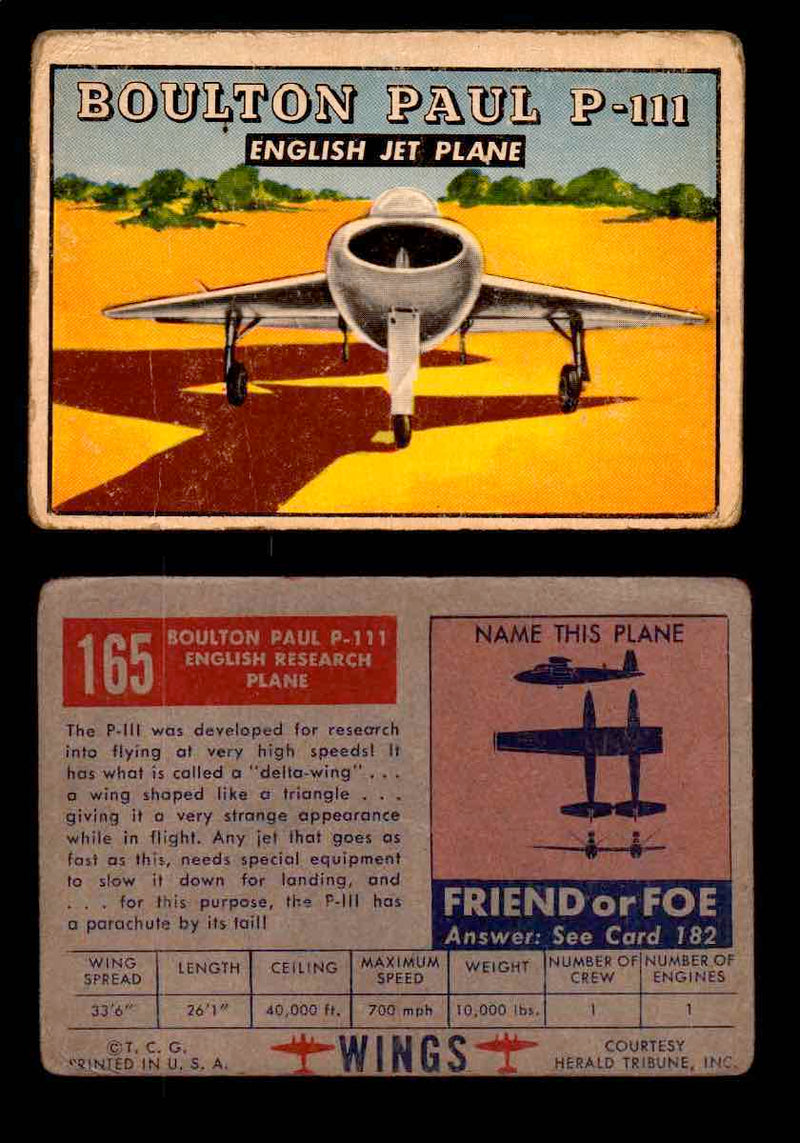 1953 Wings Topps TCG Vintage Trading Cards You Pick Singles #101-200 #165  - TvMovieCards.com