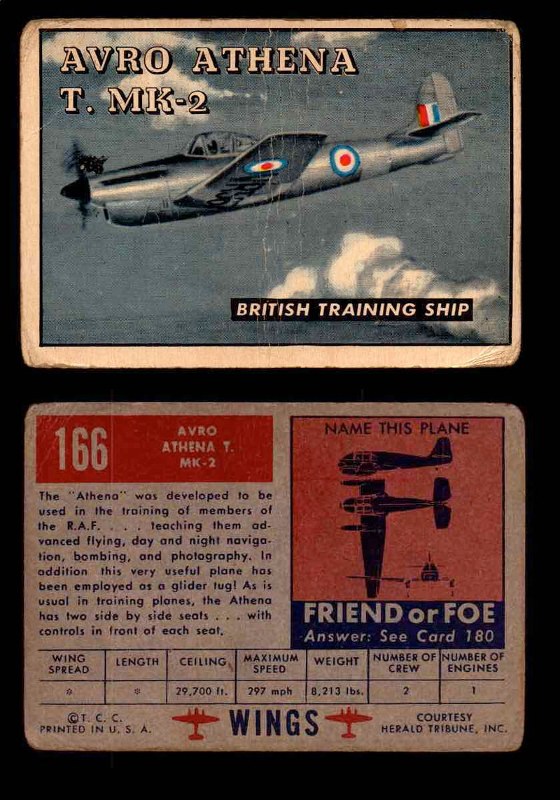 1953 Wings Topps TCG Vintage Trading Cards You Pick Singles #101-200 #166  - TvMovieCards.com
