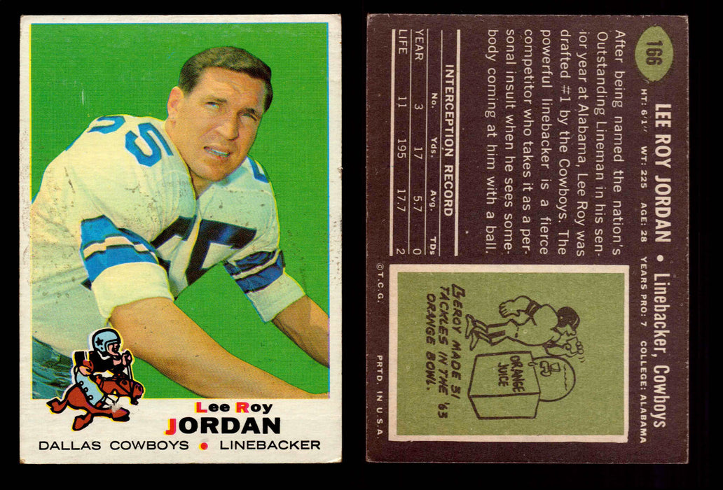 1969 Topps Football Trading Card You Pick Singles #1-#263 G/VG/EX #	166	Lee Roy Jordan (HOF)  - TvMovieCards.com