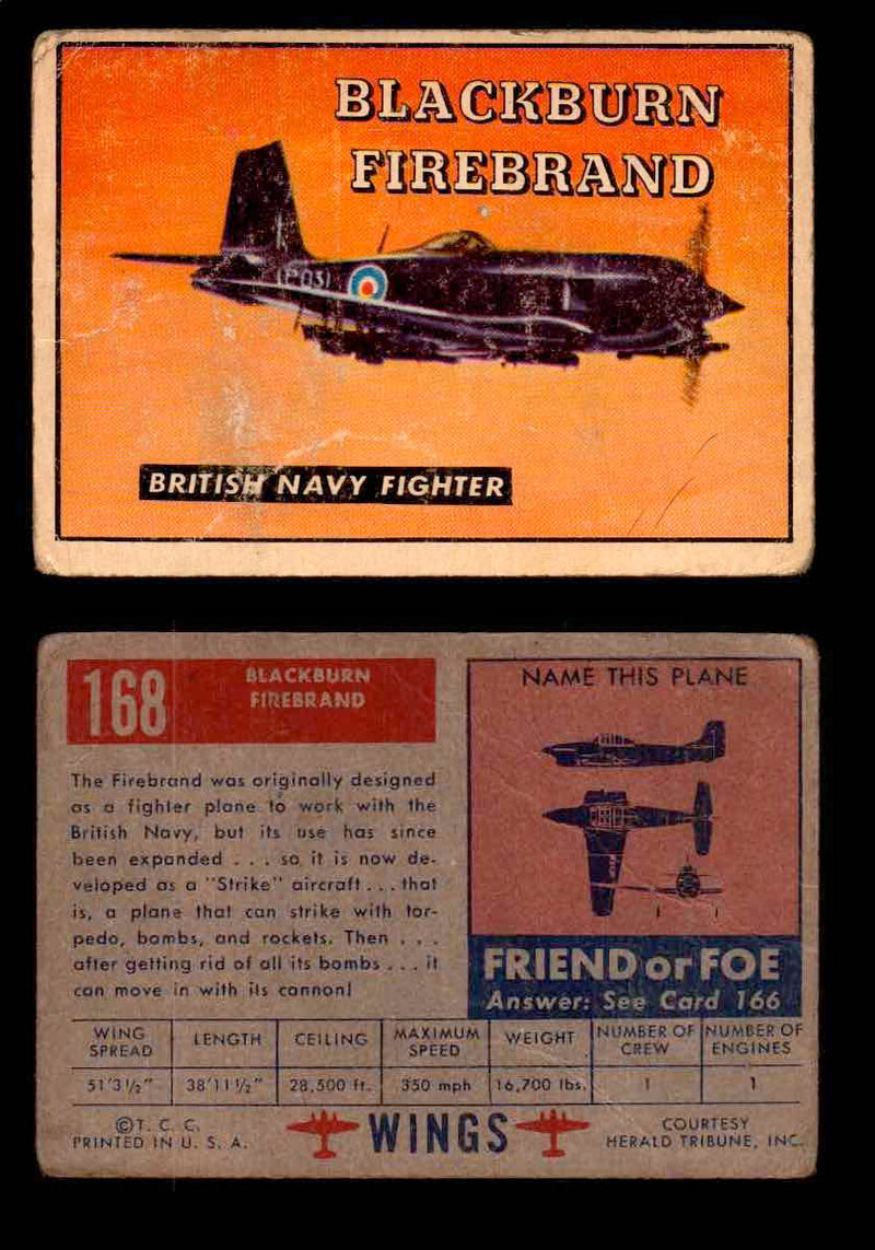 1953 Wings Topps TCG Vintage Trading Cards You Pick Singles #101-200 #168  - TvMovieCards.com