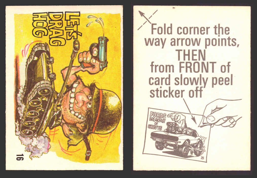 1969 Odd Rods Vintage Sticker Trading Cards #1-#44 You Pick Singles Donruss #	16	Let's Drag Hog  - TvMovieCards.com