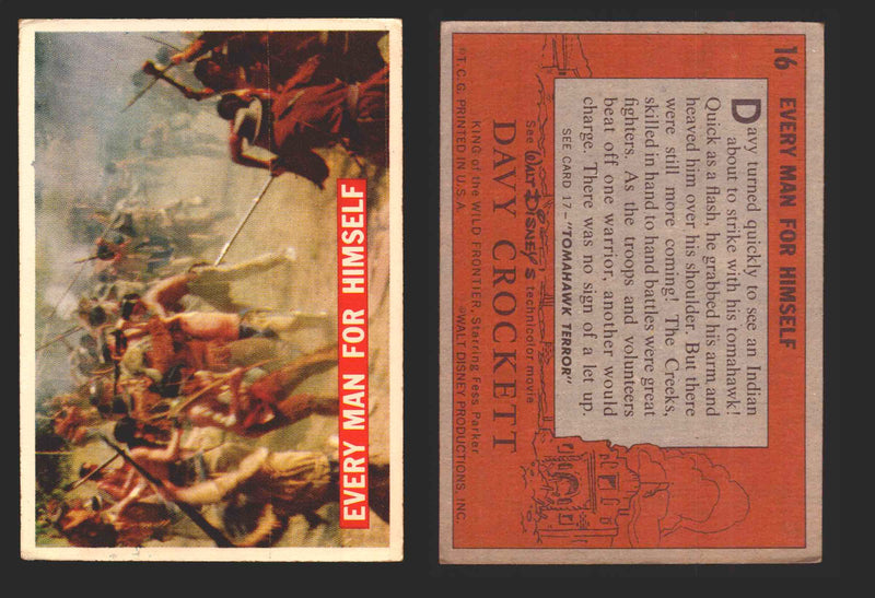 Davy Crockett Series 1 1956 Walt Disney Topps Vintage Trading Cards You Pick Sin 16   Every Man for Himself  - TvMovieCards.com