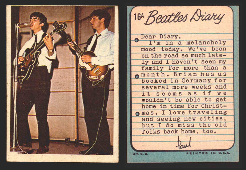 Beatles Diary Topps 1964 Vintage Trading Cards You Pick Singles #1A-#60A #	16	A  - TvMovieCards.com