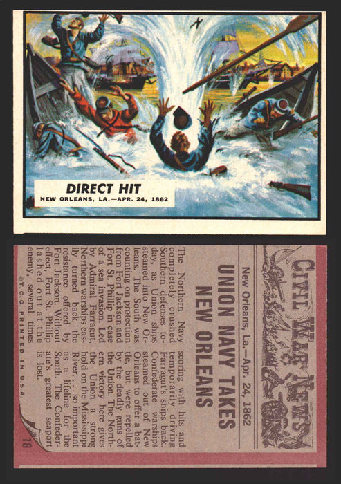 1962 Civil War News Topps TCG Trading Card You Pick Single Cards #1 - 88 16   Direct Hit  - TvMovieCards.com