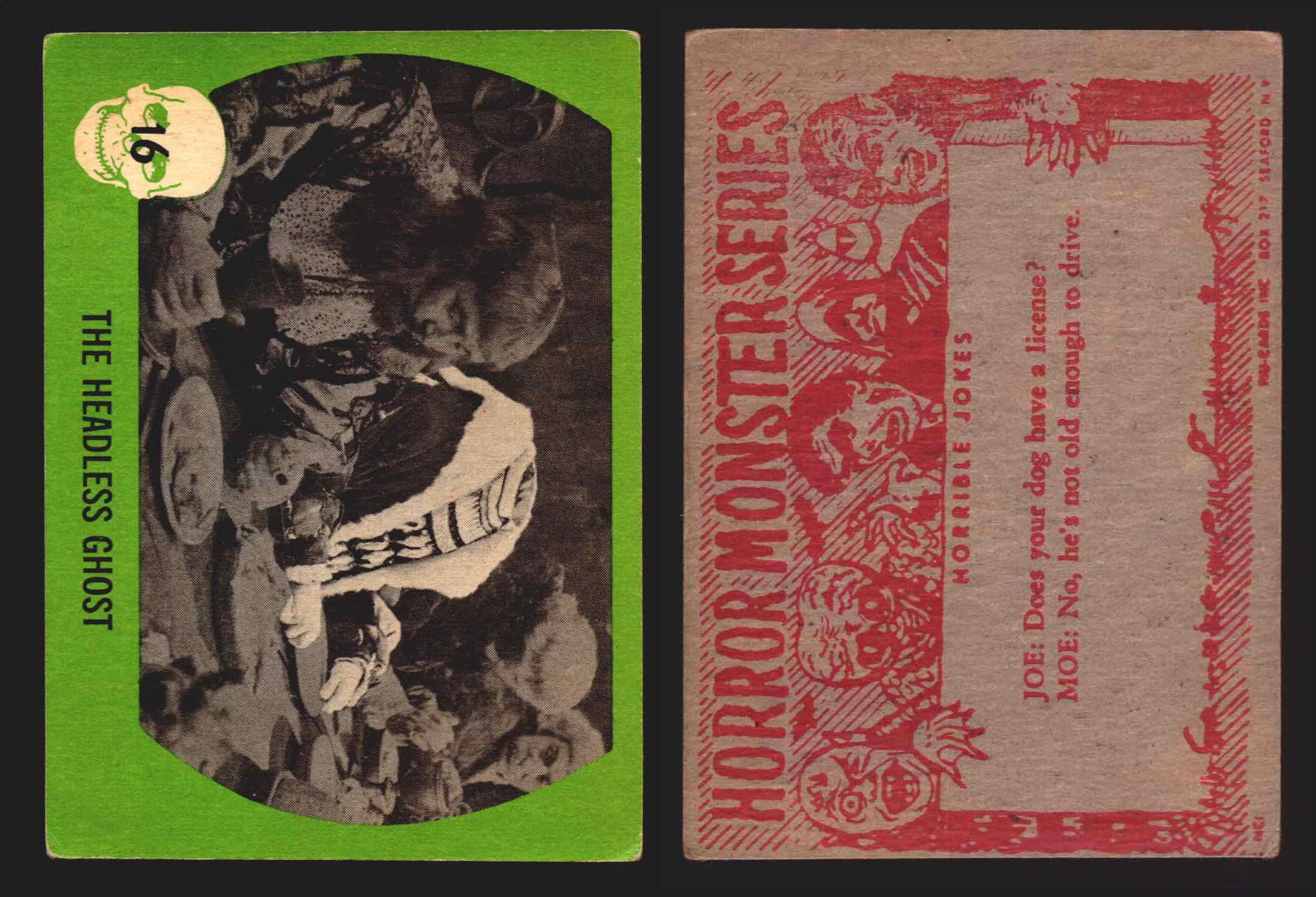1961 Horror Monsters Series 1 Green Trading Card You Pick Singles