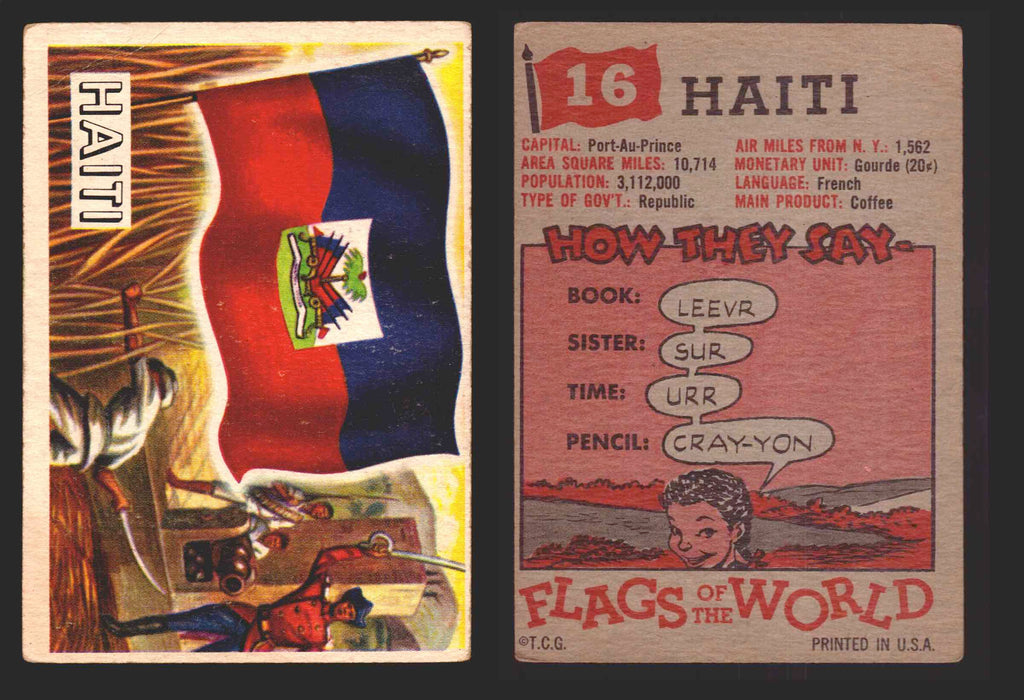 1956 Flags of the World Vintage Trading Cards You Pick Singles #1-#80 Topps 16	Haiti  - TvMovieCards.com