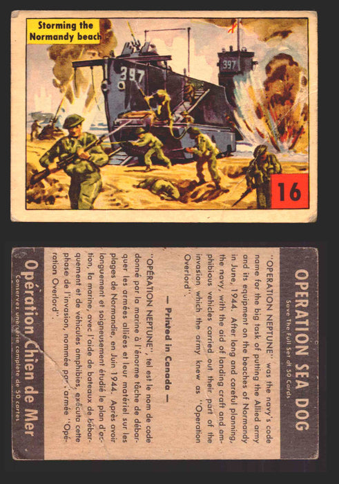 1954 Parkhurst Operation Sea Dogs You Pick Single Trading Cards #1-50 V339-9 16 Storming the Normandy Beach  - TvMovieCards.com