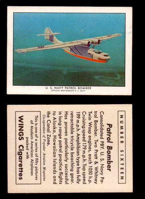 1940 Modern American Airplanes Series 1 Vintage Trading Cards Pick Singles #1-50 16 U.S. Navy Patrol Bomber (Consolidated PBY)  - TvMovieCards.com