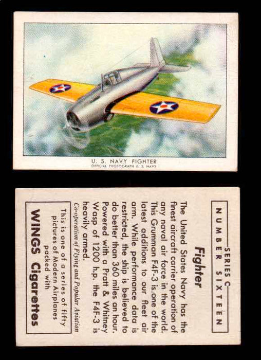 1942 Modern American Airplanes Series C Vintage Trading Cards Pick Singles #1-50 16	 	U.S. Navy fighter  - TvMovieCards.com