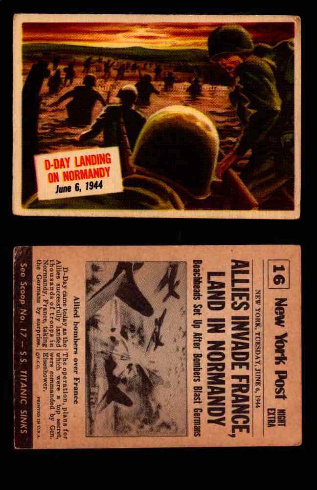 1954 Scoop Newspaper Series 1 Topps Vintage Trading Cards You Pick Singles #1-78 16   D-Day Landing on Normandy  - TvMovieCards.com