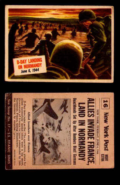 1954 Scoop Newspaper Series 1 Topps Vintage Trading Cards You Pick Singles #1-78 16   D-Day Landing on Normandy  - TvMovieCards.com