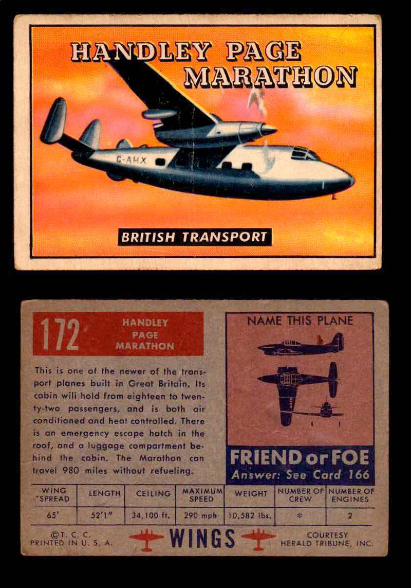 1953 Wings Topps TCG Vintage Trading Cards You Pick Singles #101-200 #172  - TvMovieCards.com