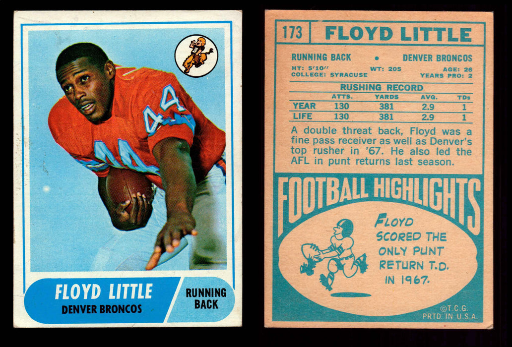 1968 Topps Football Trading Card You Pick Singles #1-#219 G/VG/EX #	173	Floyd Little (R) (HOF)  - TvMovieCards.com