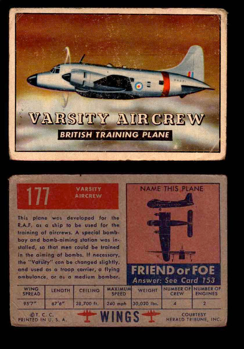 1953 Wings Topps TCG Vintage Trading Cards You Pick Singles #101-200 #177  - TvMovieCards.com