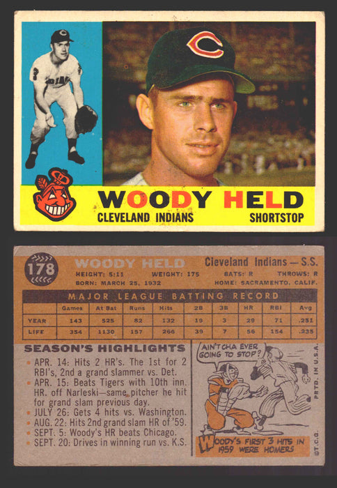 1960 Topps Baseball Trading Card You Pick Singles #1-#250 VG/EX 178 - Woody Held  - TvMovieCards.com