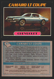 1976 Autos of 1977 Vintage Trading Cards You Pick Singles #1-99 Topps 17   Camaro LT Coupe  - TvMovieCards.com