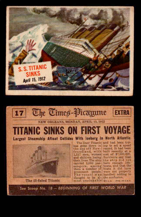 1954 Scoop Newspaper Series 1 Topps Vintage Trading Cards You Pick Singles #1-78 17   S.S. Titanic Sinks  - TvMovieCards.com
