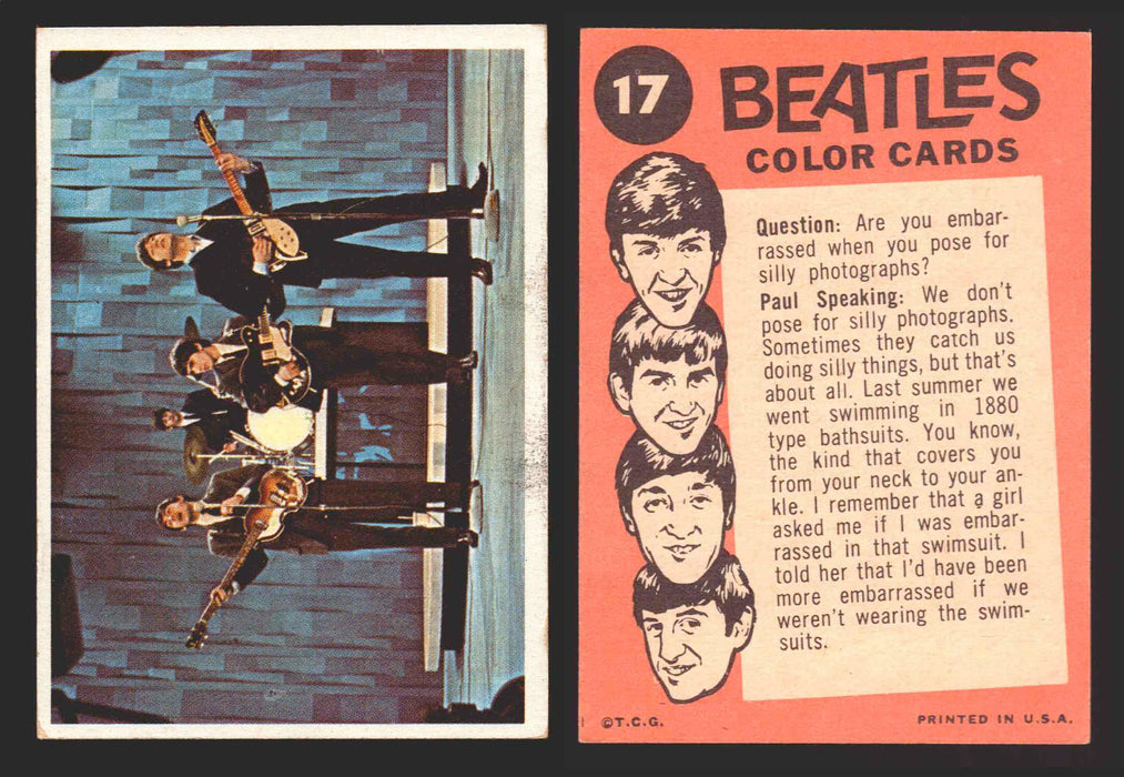 Beatles Color Topps 1964 Vintage Trading Cards You Pick Singles #1-#64 #	17  - TvMovieCards.com