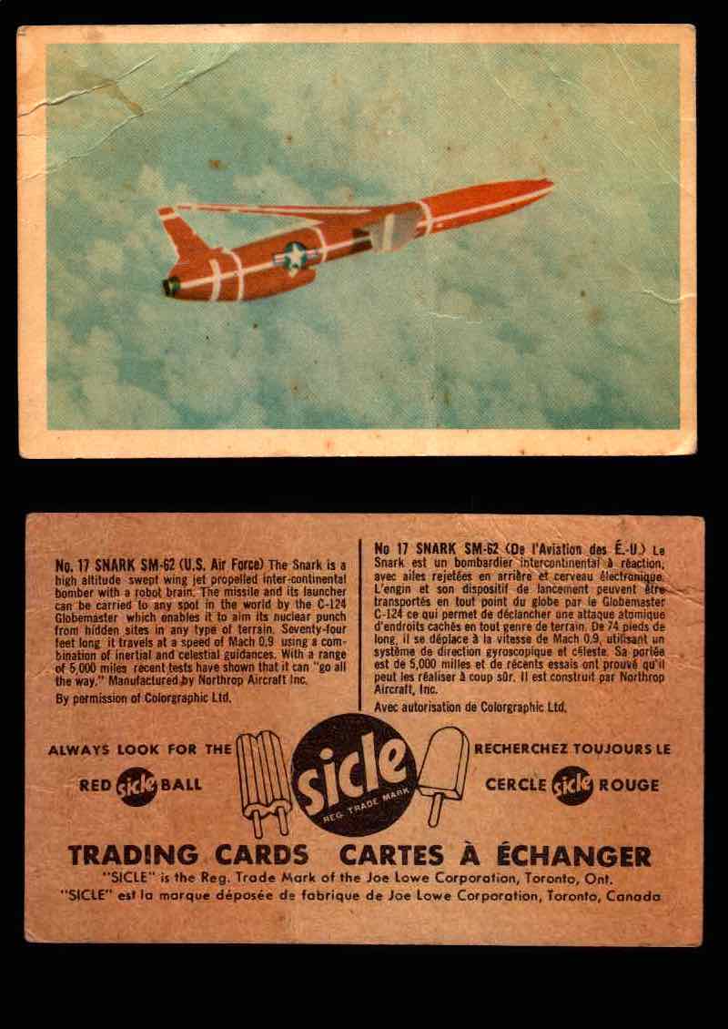 1959 Sicle Aircraft & Missile Canadian Vintage Trading Card U Pick Singles #1-25 #17 Shark SM-62  - TvMovieCards.com