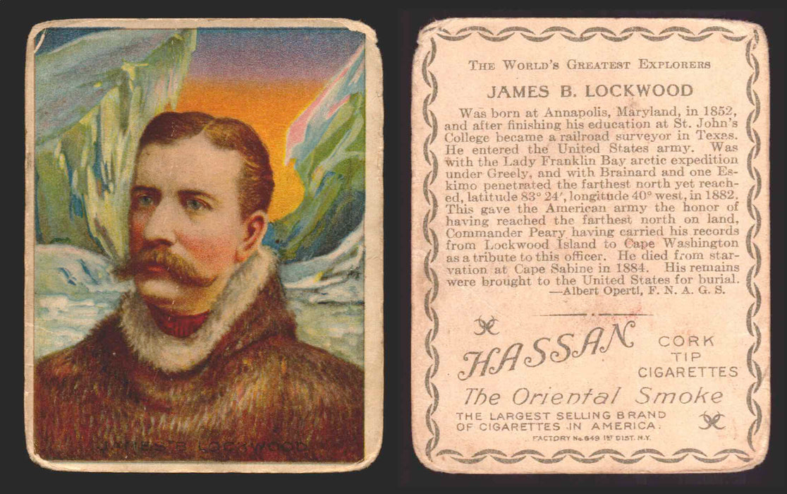 1910 T118 Hassan Cigarettes World's Greatest Explorers Trading Cards Singles #17 James B. Lockwood  - TvMovieCards.com