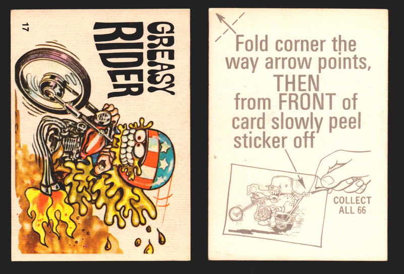 1972 Silly Cycles Donruss Vintage Trading Cards #1-66 You Pick Singles #17 Greasy Rider  - TvMovieCards.com