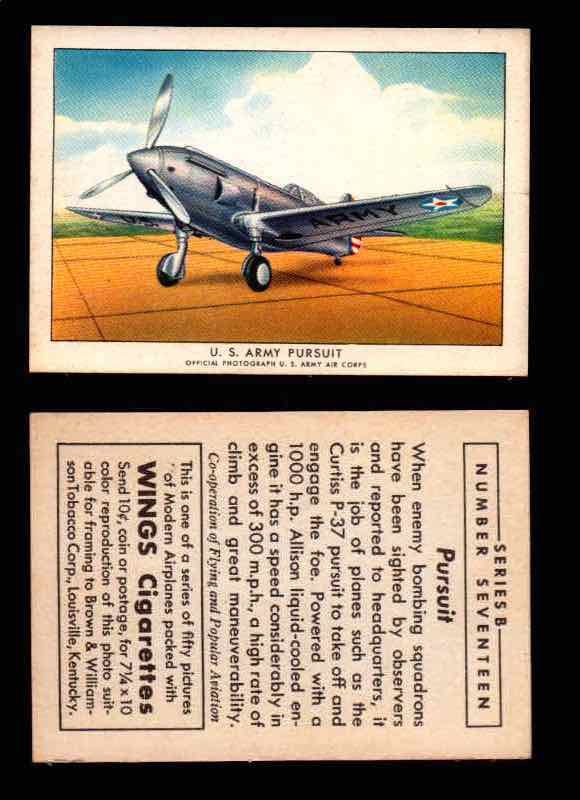 1941 Modern American Airplanes Series B Vintage Trading Cards Pick Singles #1-50 17	 	U.S. Army Pursuit  - TvMovieCards.com