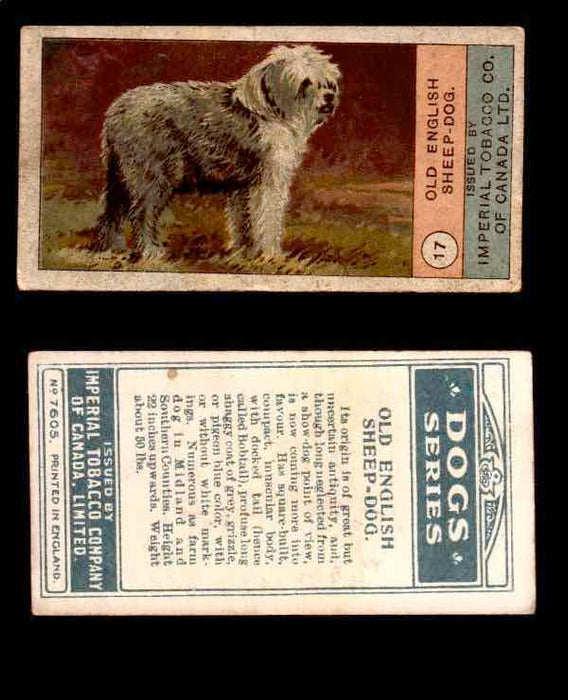 1924 Dogs Series Imperial Tobacco Vintage Trading Cards U Pick Singles #1-24 #17 Old English Sheep-Dog  - TvMovieCards.com