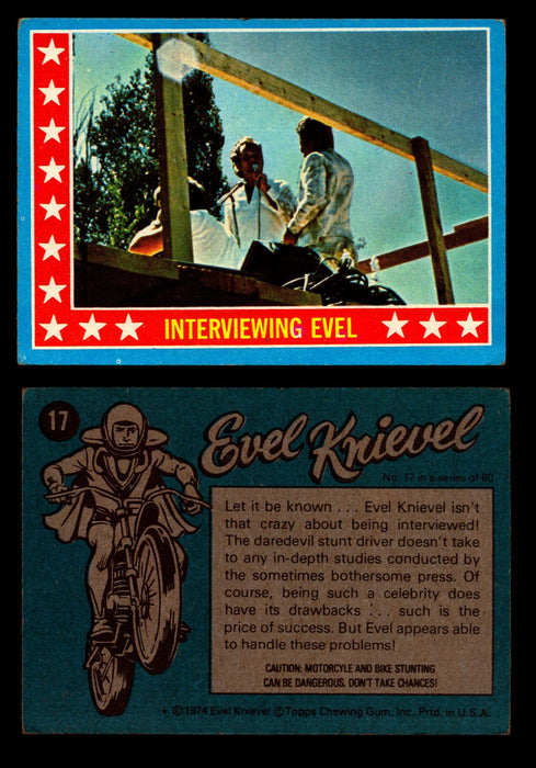 Evel Knievel Topps 1974 Vintage Trading Cards You Pick Singles #1-60 #17  - TvMovieCards.com