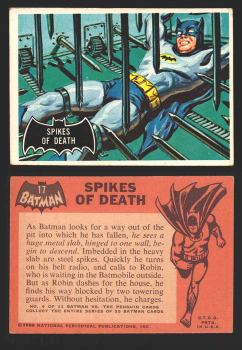 1966 Batman (Black Bat) Vintage Trading Card You Pick Singles #1-55 #	 17   Spikes of Death  - TvMovieCards.com