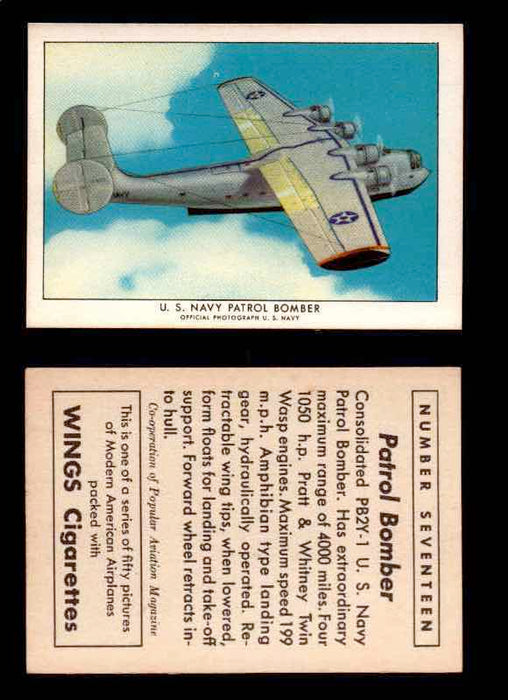 1940 Modern American Airplanes Series 1 Vintage Trading Cards Pick Singles #1-50 17 U.S. Navy Patrol Bomber (Consolidated PB2Y-1)  - TvMovieCards.com