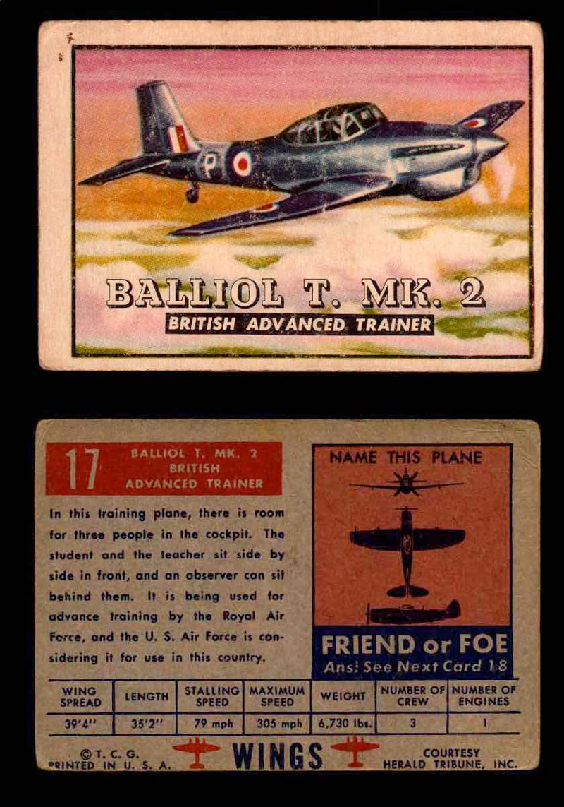 1952 Wings Topps TCG Vintage Trading Cards You Pick Singles #1-100 #17  - TvMovieCards.com