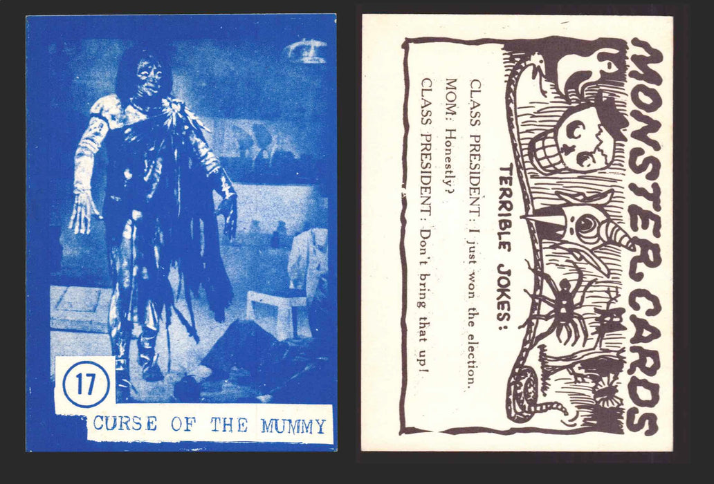 1965 Blue Monster Cards Vintage Trading Cards You Pick Singles #1-84 Rosen 17   Curse of the Mummy  - TvMovieCards.com