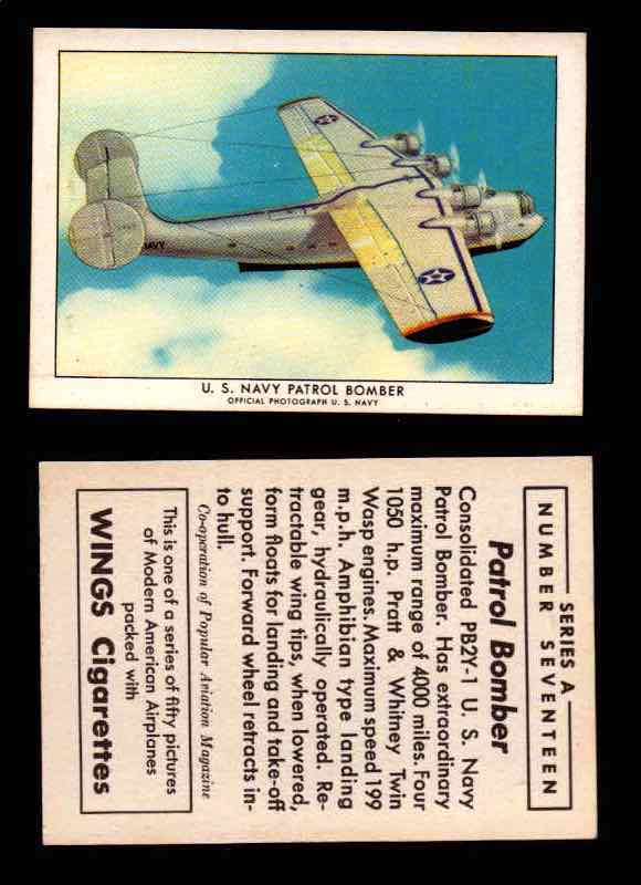 1940 Modern American Airplanes Series A Vintage Trading Cards Pick Singles #1-50 17 U.S. Navy Patrol Bomber (Consolidated PB2Y-1)  - TvMovieCards.com