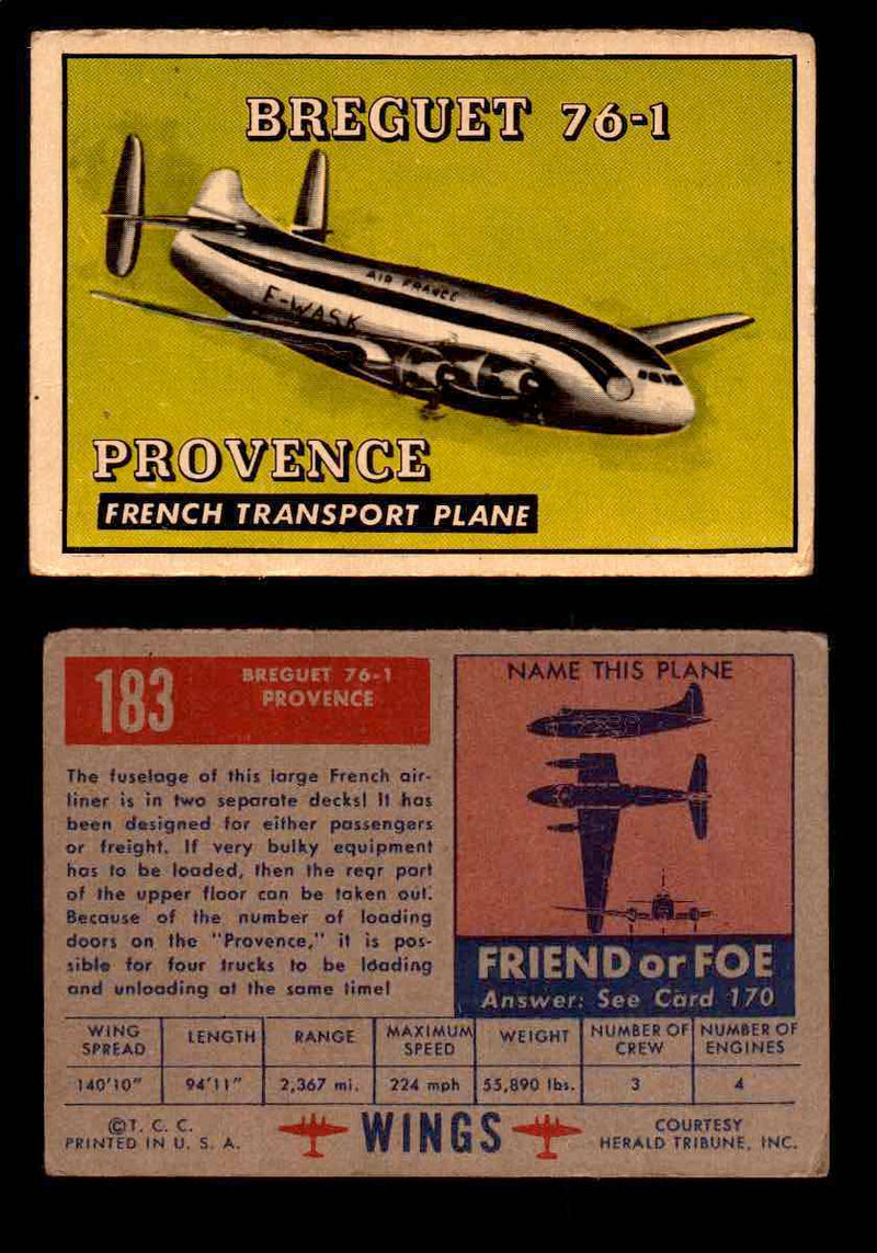 1953 Wings Topps TCG Vintage Trading Cards You Pick Singles #101-200 #183  - TvMovieCards.com