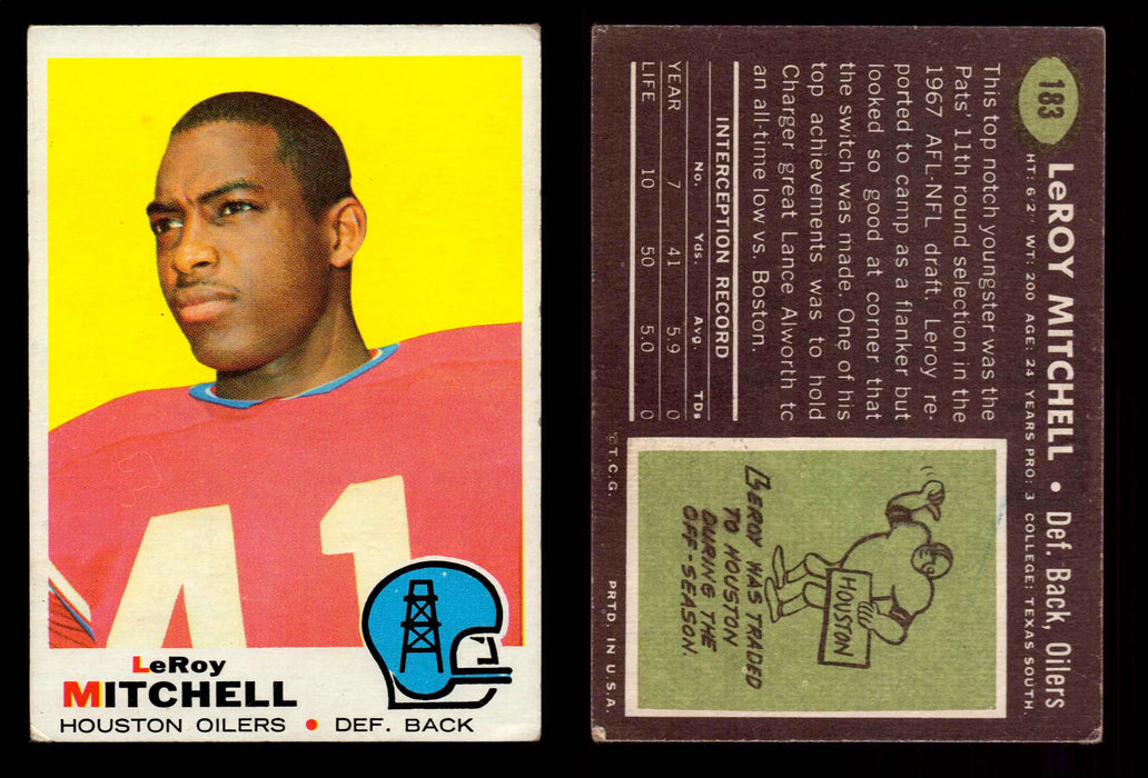 1969 Topps Football Trading Card You Pick Singles #1-#263 G/VG/EX #	183	Leroy Mitchell  - TvMovieCards.com